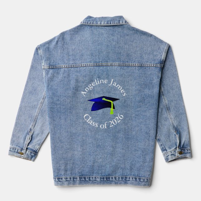 blue graduation cap - class of 2026-your name jeansjacke (Rückseite)