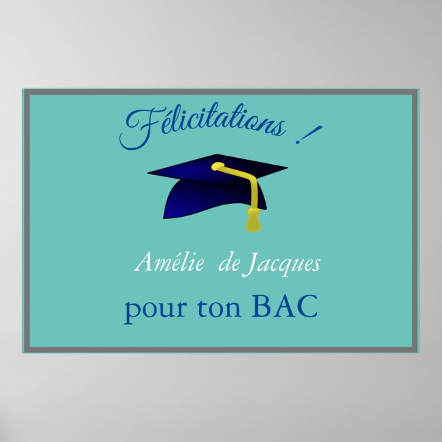 Blue graduation cap - Congrats in French   Poster (Vorne)