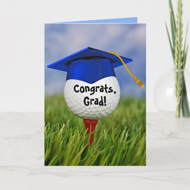 Blue Graduation Cap on Golf Ball Karte (Vorderseite)