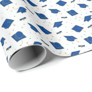 Blue Graduation Cap Toss Geschenkpapier