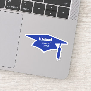 Blue Graduation Cap with Tassel - Name/Klasse Aufkleber