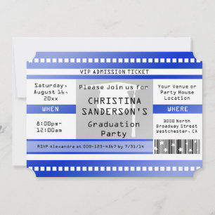 Blue Graduation Party Admission Ticket Einladung