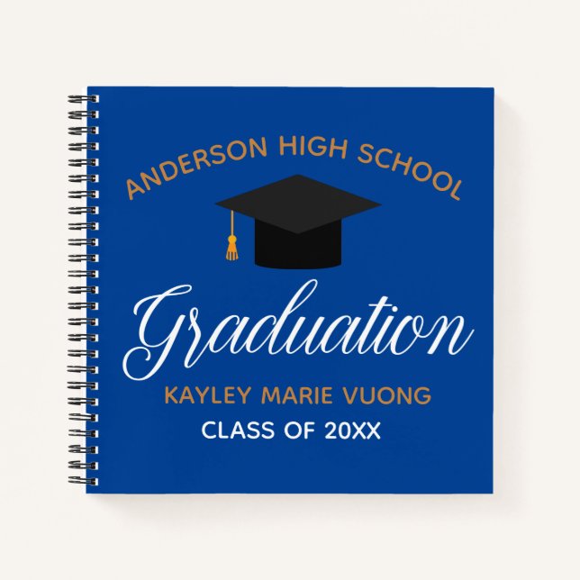 Blue Graduation Party Autograph Keepake Guest Notizbuch (Vorderseite)