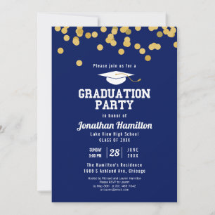 Blue Graduation Party Confetti Einladung