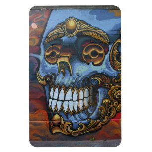 Blue Graffiti Skull Magnet