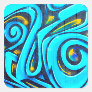 Blue Graffiti Street Art Abstrakt Quadratischer Aufkleber