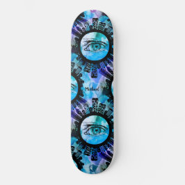 Blue Grafitti Swag Illustration mit Popping Eyes Skateboard