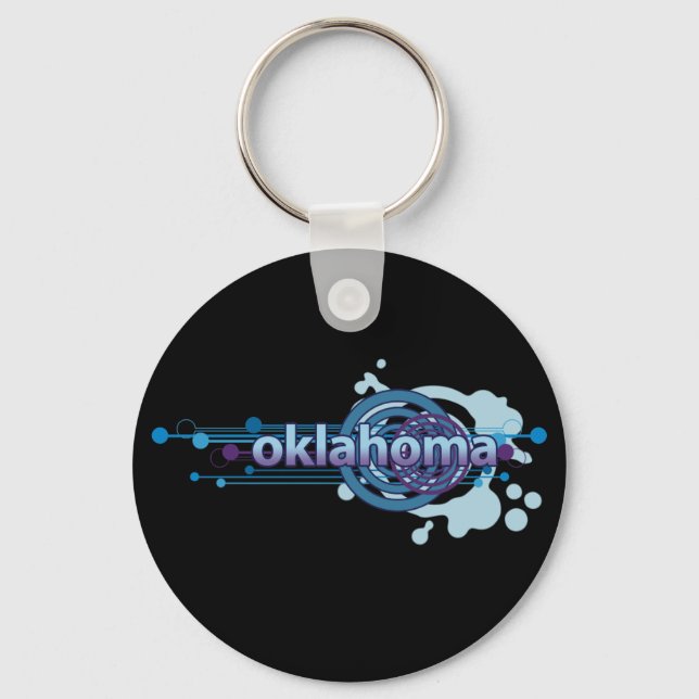 Blue Graphic Circle Oklahoma Keychain Dark Schlüsselanhänger (Vorderseite)