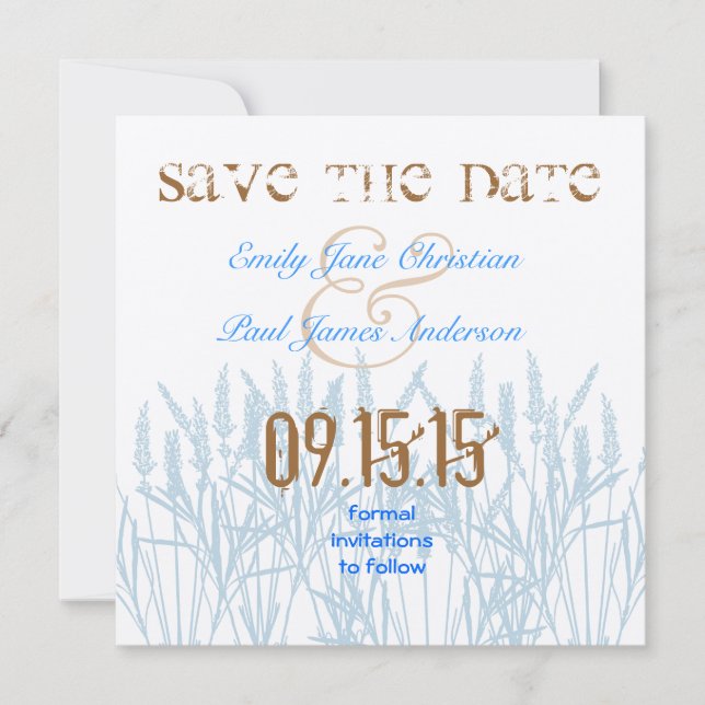 Blue Grass Bright Blue Schriftart Save the Date (Vorderseite)