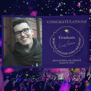Blue Gratulationen Graduate Foto Abschluss Banner