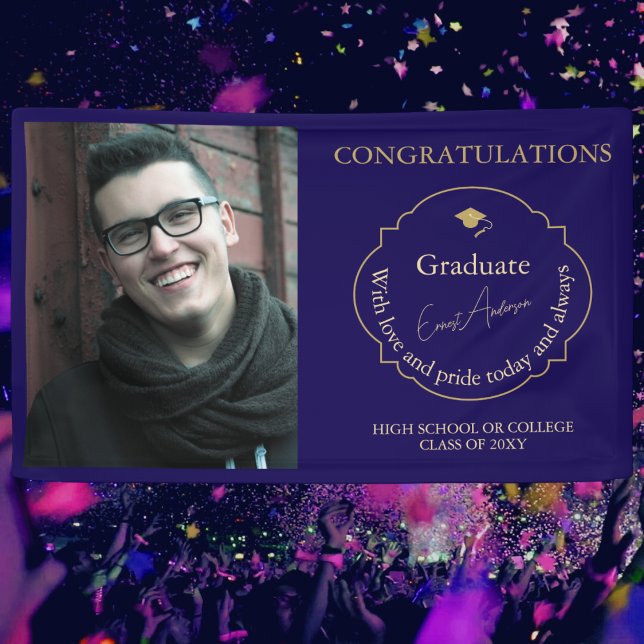 Blue Gratulationen Graduate Foto Abschluss Banner (Von Creator hochgeladen)