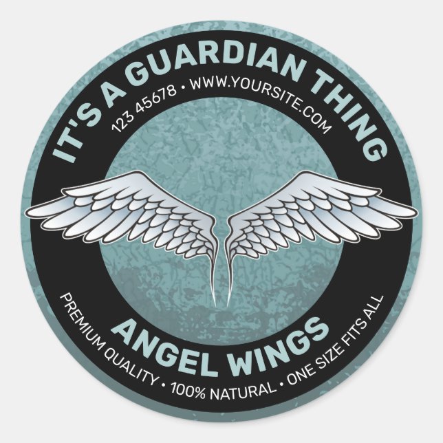 Blue - Grau-Wings-Label Runder Aufkleber (Vorderseite)