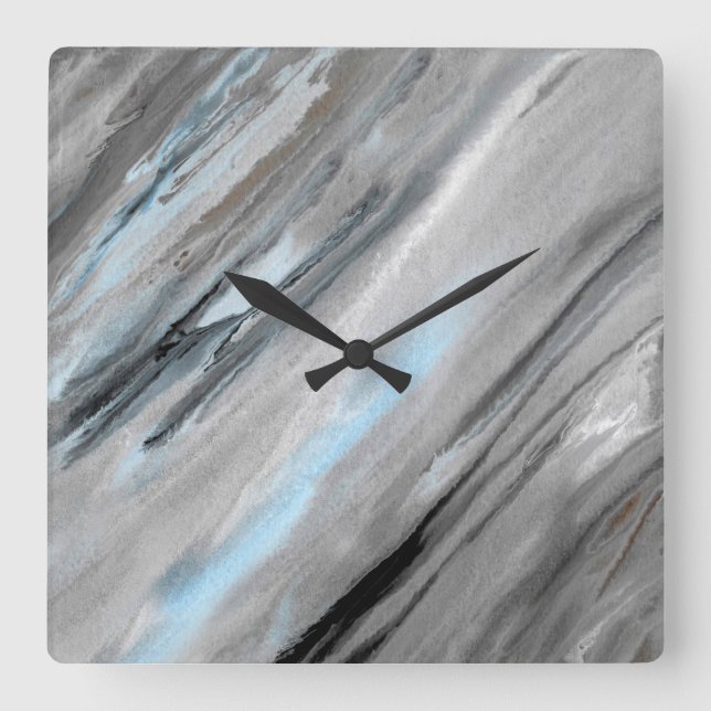 Blue Gray Abstract Quadratische Wanduhr (Vorderseite)