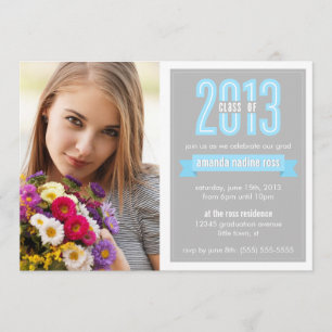 Blue Gray Banner Class of 2013 Foto Abschluss Einladung