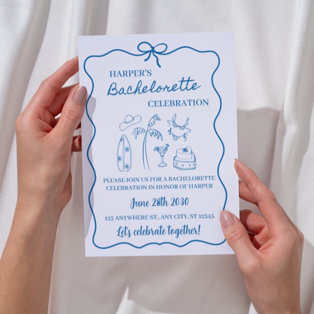Blue & Gray Beach Bachelorette Wochenendreise Einladung (Von Creator hochgeladen)