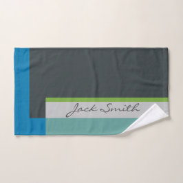 Blue Gray Block Modern Handtuch