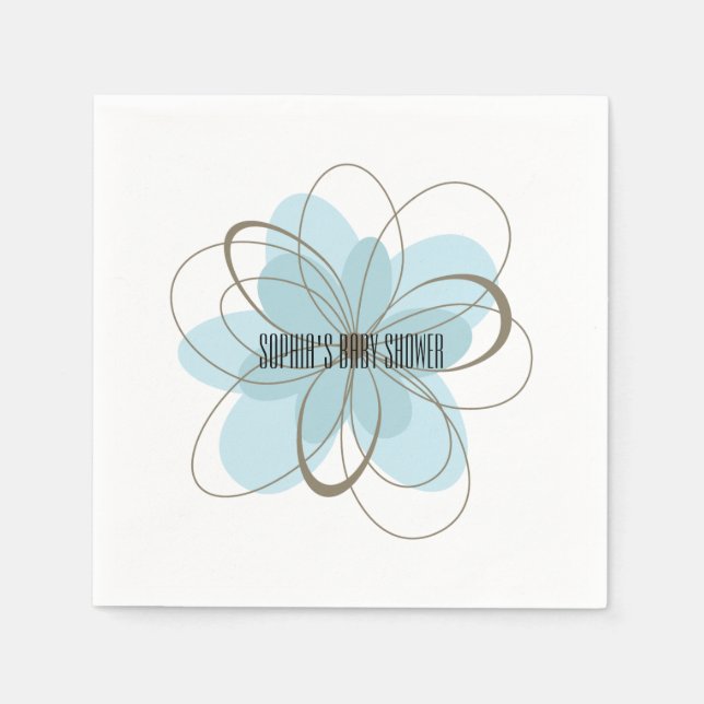 Blue Gray Blume Baby Dusche Serviette (Vorderseite)