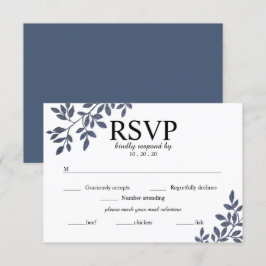 Blue Gray Botanical Glitzer Wedding RSVP Card Einladung