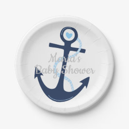 Blue Gray Boy Baby Shower Plate für den Anker Pappteller