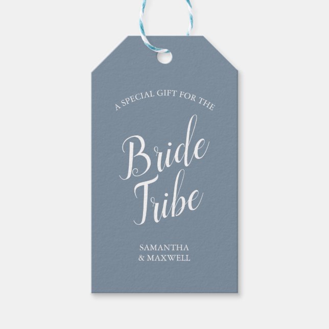 Blue Gray Bridesmaid Vorschlagskarte Geschenkanhänger (Vorderseite)