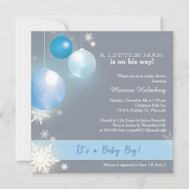 Blue & Gray Christmas Baby Boy Dusche Einladung