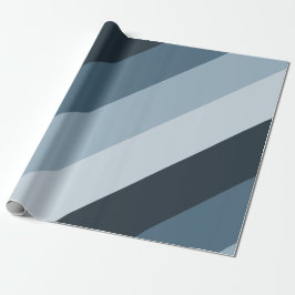 Blue & Gray Diagonal Streifen | Länge | Benutzerde Geschenkpapier
