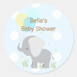 Blue Gray Elephant Baby Shower Stickers