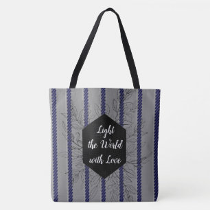 Blue Gray Fashion Tasche Die Welt mit Liebe beleuc