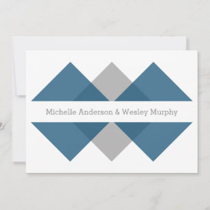 Blue Gray Geometric Triad Wedding Einladung