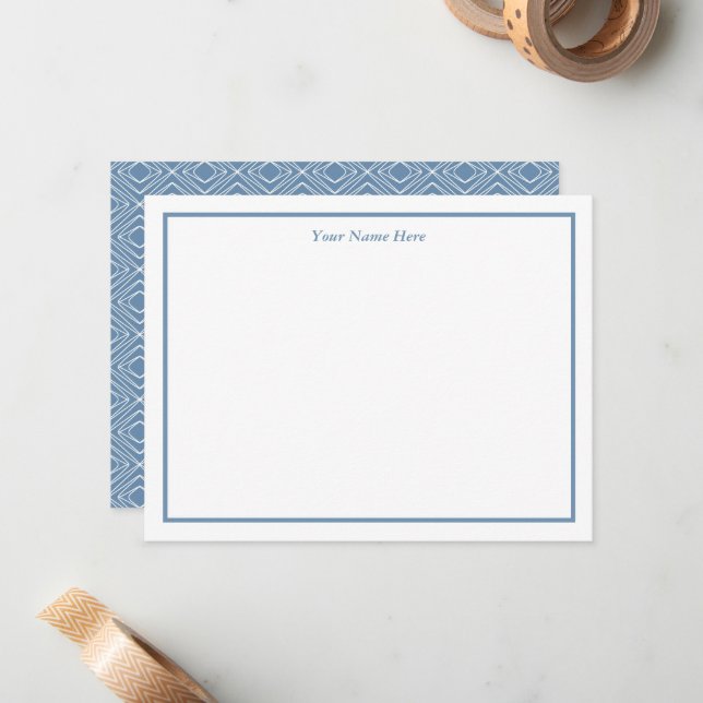 Blue Gray Geometrical Design Personal Note Card Mitteilungskarte (Vorderseite/Rückseite Beispiel)