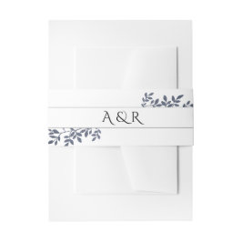 Blue Gray Glitzer Botanische Blätter Hochzeit Einladungsbanderole