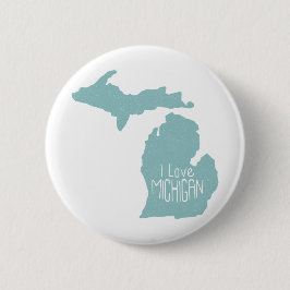Blue Gray I Liebe Michigan Silhouette Button