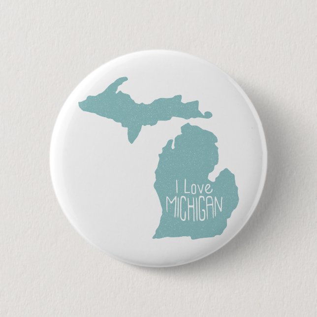 Blue Gray I Liebe Michigan Silhouette Button (Vorderseite)
