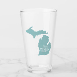 Blue Gray I Liebe Michigan Silhouette Glas