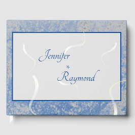 Blue & Gray Marble Monogramed Guest Book Gästebuch