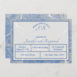 Blue & Gray Marble Monogrammierte Probe Dinner Begleitkarte
