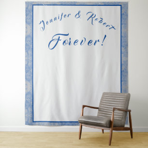 Blue & Gray Marble Wedding Wandteppich