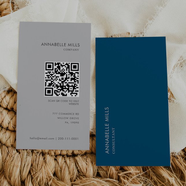 Blue Gray Minimalistischer Qr-Code des Beraters Visitenkarte (Von Creator hochgeladen)
