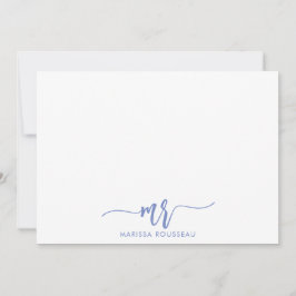 Blue Gray Modern Script Anfangsname Mitteilungskarte
