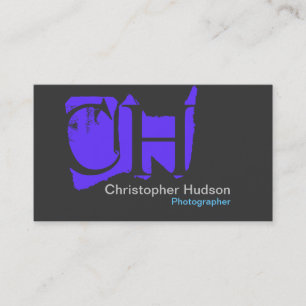 Blue Gray Monogram Business Card Visitenkarte