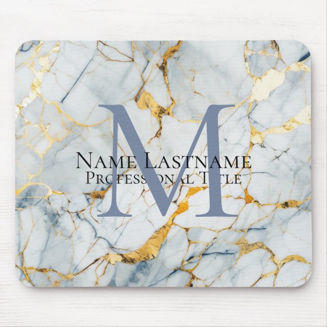 Blue Gray Monogram Mousepad (Vorne)