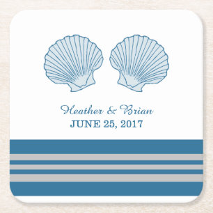 Blue Gray Nautical Seashells Paper Untersetzer