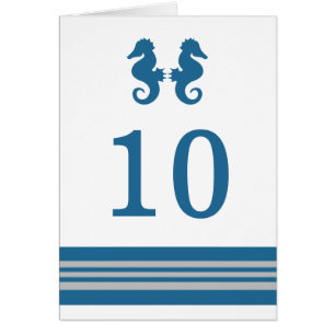 Blue Gray Nautical Seepferd Tischnummer Card