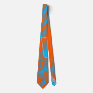 Blue Gray Orange Ombre Geometric Abstrakt Art Krawatte