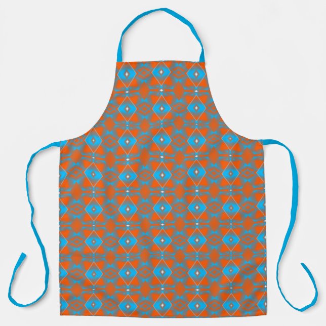 Blue Gray Orange Ombre Geometric Abstrakt Art Schürze (Vorderseite)