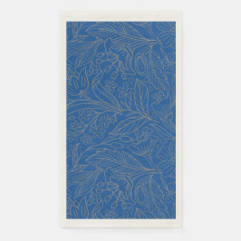Blue Gray Silver Modern Floral Napkin Serviette