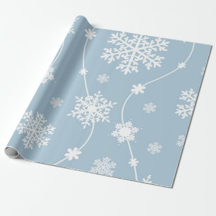 Blue Gray Snowflakes Winter Wonderland Urlaub Geschenkpapier