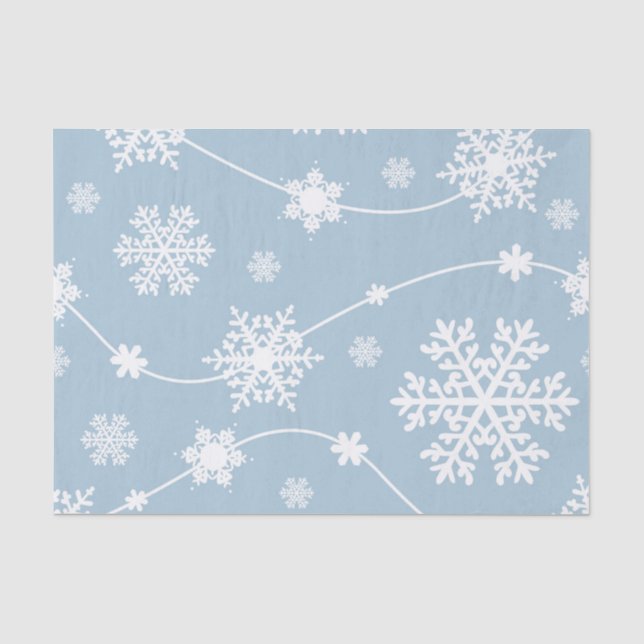 Blue Gray Snowflakes Winter Wonderland Urlaub Seidenpapier (Vorderseite)