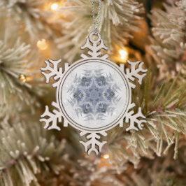 Blue Gray Sparkling Kaleidoscope Schneeflocken Zinn-Ornament