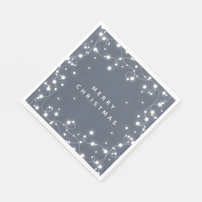 Blue-Gray Sparkling Lights Weihnachtszeitung zum P Serviette (Ecke)